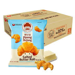 Nongshim Ppang Bujang Salted Butter Roll Snack - Savory and Salty Baked Good with Salted Butter, Croissant Shaped, Soft and Crunchy Korean Snack, 1.94 oz (Pack of 16)