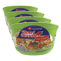 Nongshim HOT & SPICY Noodle Soup, 3.03 Ounce (Pack of 4)