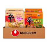 Nongshim Shin Ramyun Toomba & Shin Kimchi Stir Fry Variety Pack, Creamy & Spicy, Viral Toomba Flavored, Tangy Sweet and Spicy Kimchi, Viral Stir Fry Bundle, 8 Packs