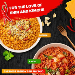Nongshim Shin Ramyun Toomba & Shin Kimchi Stir Fry Variety Pack, Creamy & Spicy, Viral Toomba Flavored, Tangy Sweet and Spicy Kimchi, Viral Stir Fry Bundle, 8 Packs
