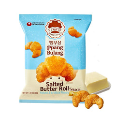 Nongshim Ppang Bujang Salted Butter Roll Snack - Savory and Salty Baked Good with Salted Butter, Croissant Shaped, Soft and Crunchy Korean Snack, 1.94 oz (Pack of 16)