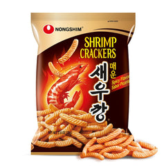 Nongshim Shrimp Crackers, Spicy Flavor, Crispy Baked Korean Snack, 2.6 oz Bags (Pack of 20) - PACKAGING MAY VARY