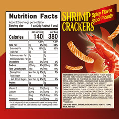 Nongshim Shrimp Crackers, Spicy Flavor, Crispy Baked Korean Snack, 2.6 oz Bags (Pack of 20) - PACKAGING MAY VARY