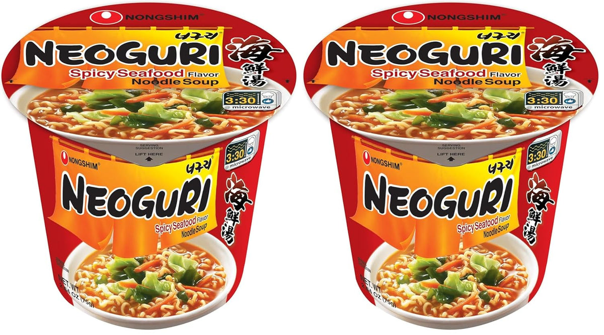 Nongshim Ramen Noodles,Gourmet Instant Ramen cup,Premium Microwavable Noodle Soup,Neoguri Spicy Seafood,2.64 Ounce,(Pack of 12)