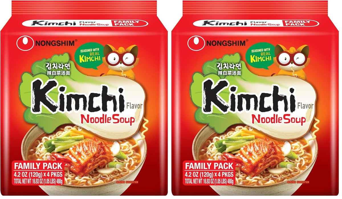 Nongshim Ramen Noodles, Gourmet Instant Ramen, Premium Microwavable Noodle Soup, Kimchi, 4.2 Ounce, (Pack of 32)