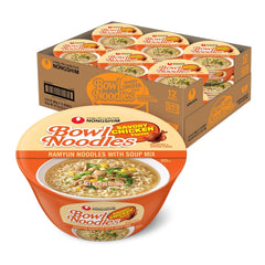 Nongshim Savory Chicken Noodle Soup Instant Ramen, 12 Pack, Microwaveable Bowl Soup Mix, Korean Ramyun with Cabbage & Carrots, Sabor a Pollo