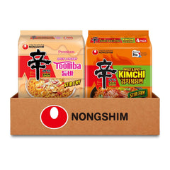 Nongshim Shin Ramyun Toomba & Shin Kimchi Stir Fry Variety Pack, Creamy & Spicy, Viral Toomba Flavored, Tangy Sweet and Spicy Kimchi, Viral Stir Fry Bundle, 8 Packs