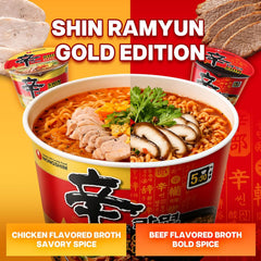 Nongshim Ramen Noodles, Gourmet Instant Ramen bowl, Premium Microwavable Noodle Soup, Shin Gold, 3.56 Ounce (Pack of 6)