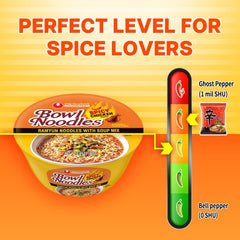 Nongshim Spicy Chicken Noodle Soup Instant Ramen, 12 Pack, Korean Microwaveable Bowl Soup Mix, Ramyun with Veggies, Sabor a Pollo