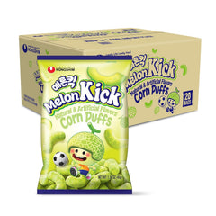 Nongshim Melon Kick Puff Snack - Sweet and Crispy Corn Puff with Creamy Melon Flavor - Crunchy and Smooth Fruit Puff, Light Korean Snack, 1.58 oz (Pack of 20)